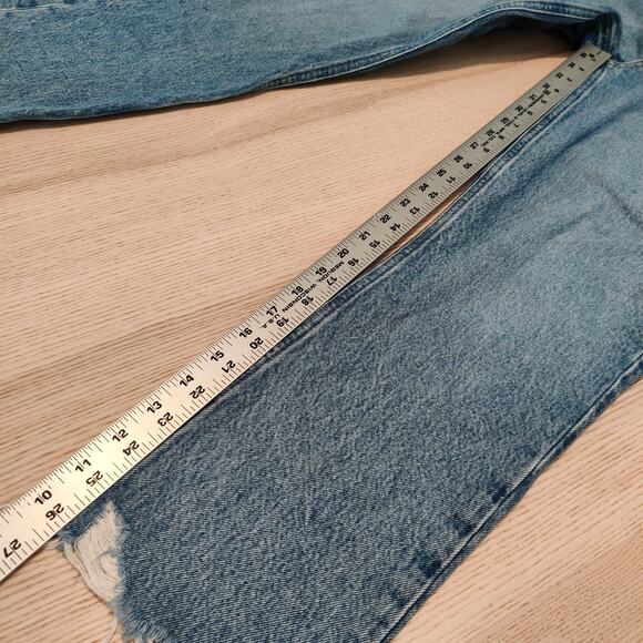 Agolde Riley Crop Jeans Womens 28 High Rise Button Fly Distressed Comfy Casual - Picture 16 of 16